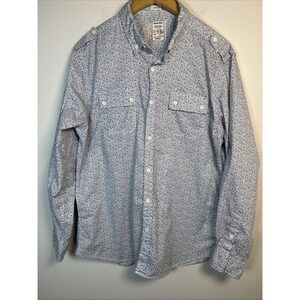 Colours Alexander Julian White Blue Shirt Micro Print Leaves Botanical Size XL